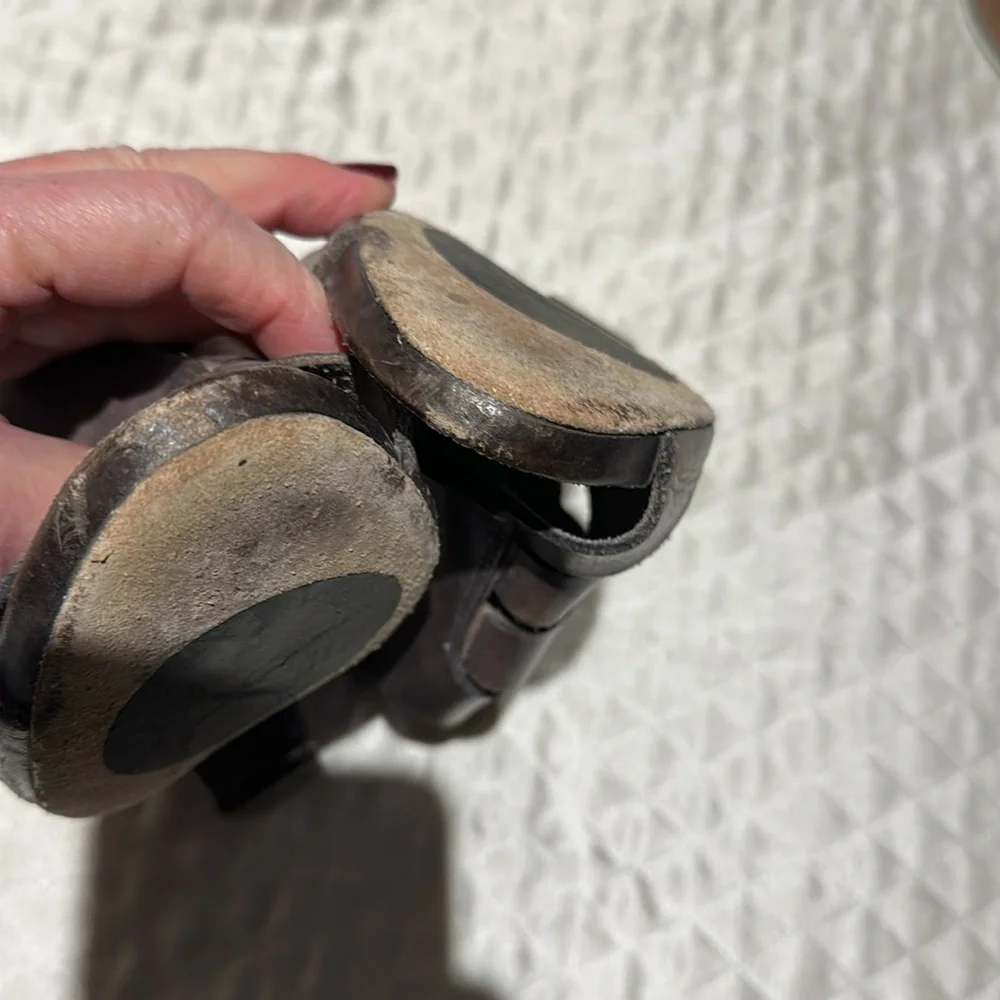 MOMA gray Leather Sandals - Picture 8 of 11